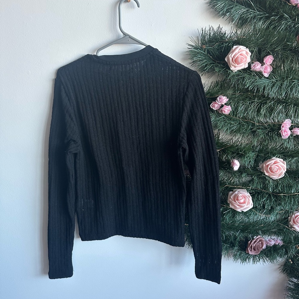 Bershka Black Ribbed Button Down Shirt - Picture 4 of 4